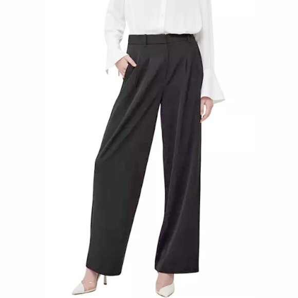 French Connection Wide Leg Trouser Black Ultra High Rise Quiet Lux Minimal pant - Picture 1 of 12